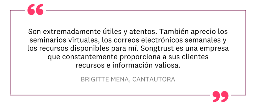 Hoja de inscripción al boletín de Songtrust